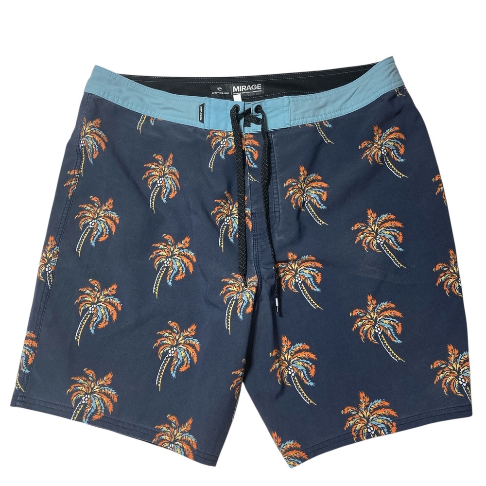 Rip Curl Mirage Ultimate Stretch‎ Boardshorts Palm Trees Blue Mens Size 36